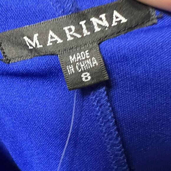 MARINA One-Shoulder Blue Ruffle Dress - Size 8, Elegant & Chic - Picture 10 of 11